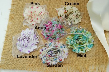 Shabby Flower "Fleur" Pattern - 6.5 cm (Pack of 4)